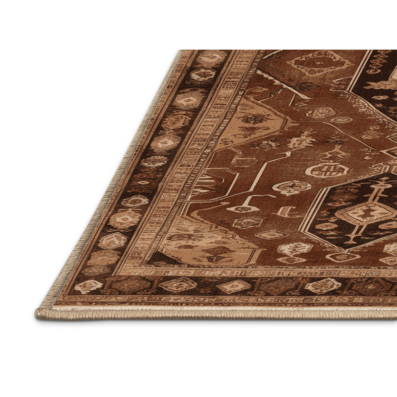 Tapis brun turc lavable à la machine, Carré 6 pi