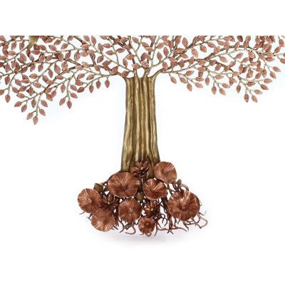 Sculpture murale 46 po arbre de vie en laiton plaqué or - Décoration murale faite main pour salon