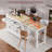 Transitional Kitchen Island With Extendable Dining Table For 2-4 People, Rolling Kitchen Island Table With Storage Cabinet And Drawers-136569088