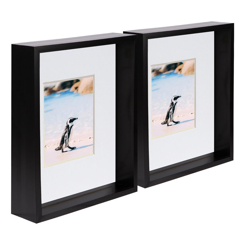 Nicola Spring - 8" x 10" 3D Deep Box Photo Frames - 5" x 7" Mount, Black, 4" x 6"