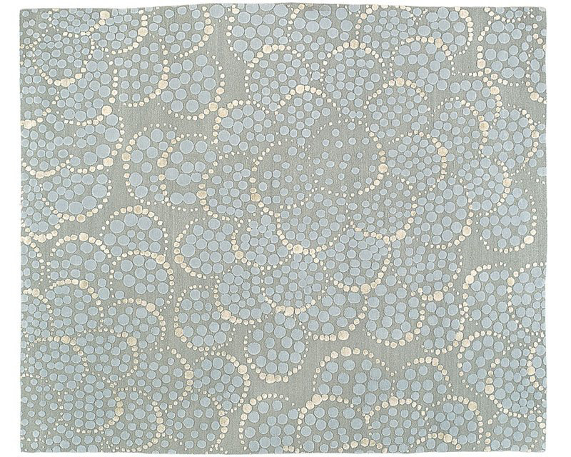 Effervescence Polka Dots Area Rug in Beige/Blue/Gray, Rectangle 3' x 5'