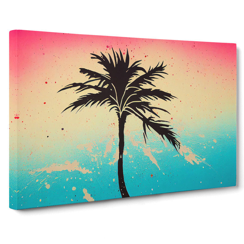 Palm Tree Painted - Wrapped Canvas, 50cm H x 76cm W x 3cm D