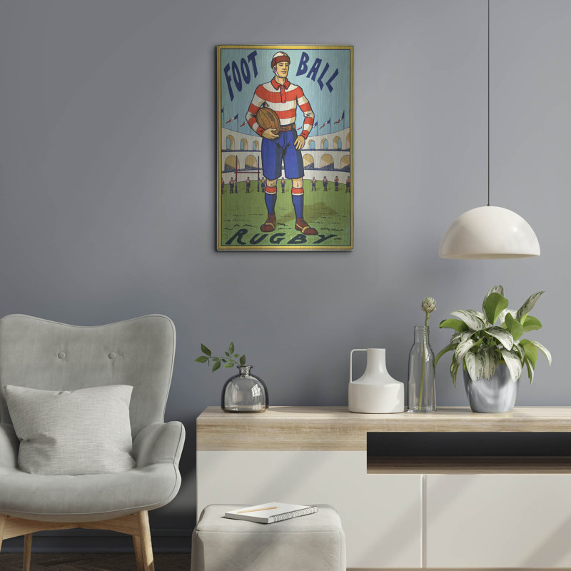 Art mural en métal «Rugby Ball» par Winston Porter, H 24 po x l 16 po
