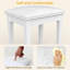 Elegant White Vanity Stool With Solid Wood Legs And Cushioned Seat For Makeup And Dressing