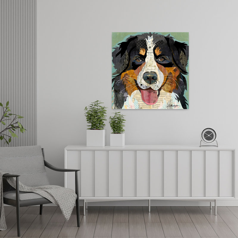 Bernese Contemporary Dog Art, 24" H x 24" W