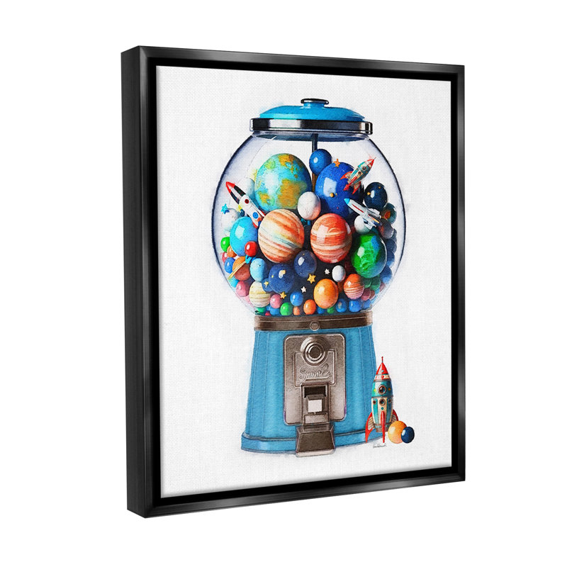 «Outer Space Candy Distributeur Floater Frame» par Amanda Greenwood sur toile, Cadre flottant noir de jais, H 31 po x l 25 po