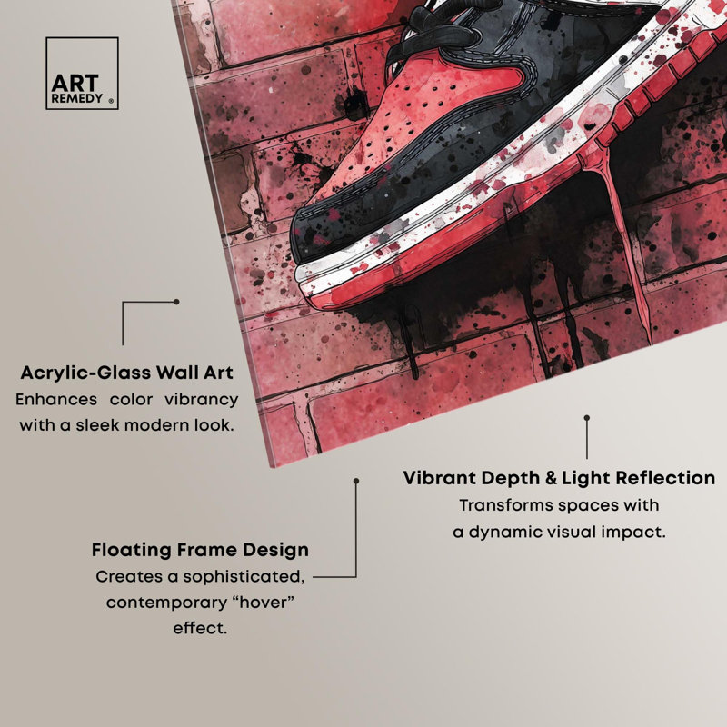 "Black Sneaker Drip Wall", impression sur toile par Art Remedy, H 20 po x l 20 po