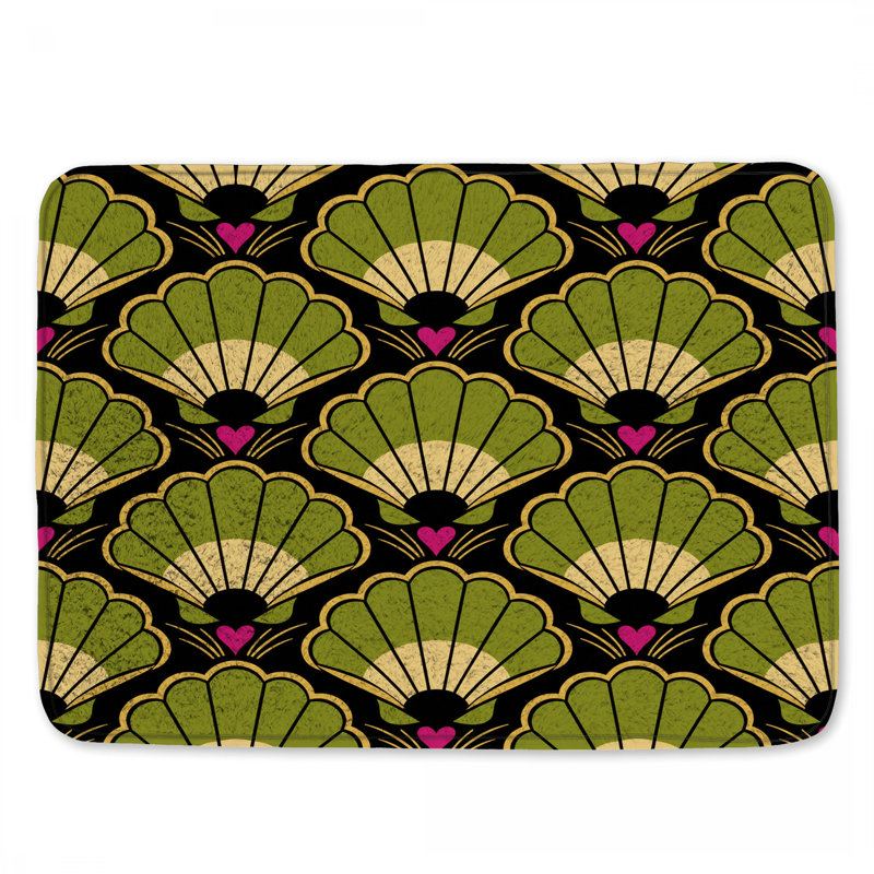 Tapis de bain Green Art Deco Shells, 24in W x 17in L
