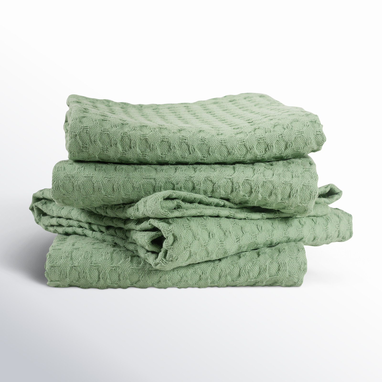 Estero Cotton Waffle Dish Cloth Kitchen Towel, Mineral Green