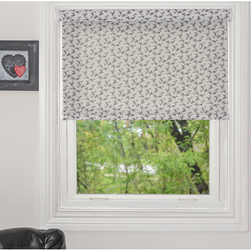 Rideau roulant semi-transparent à imprimé floral, De soirée, l 37 x L 48, Sans fil