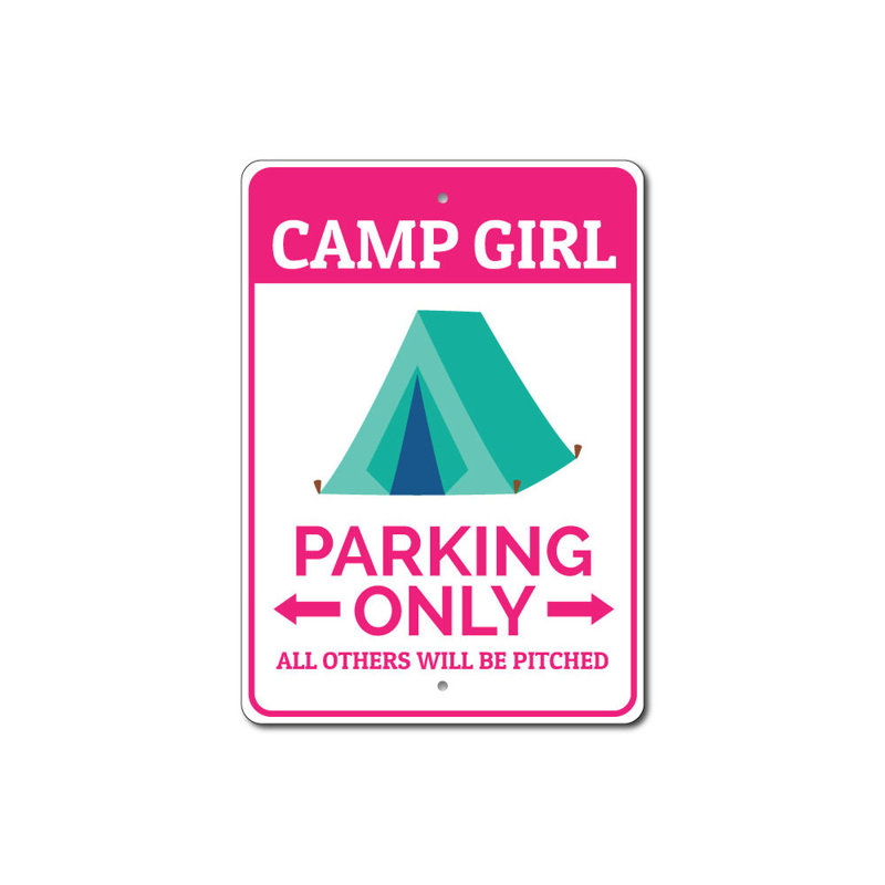 Enseigne de camping Camp Girl, H 12 po x l 18 po x P 0,04 po