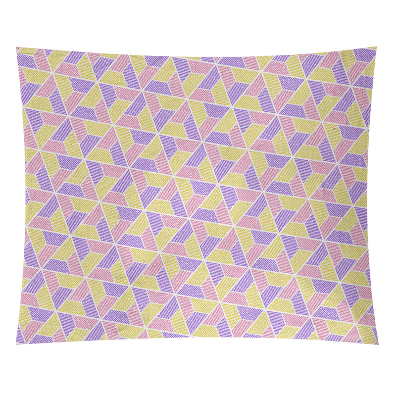 Tapisserie «Avicia Trapezoids» par Katelyn Elizabeth, H 91 po x l 107,5 po, Intérieur, Rose / jaune / mauve