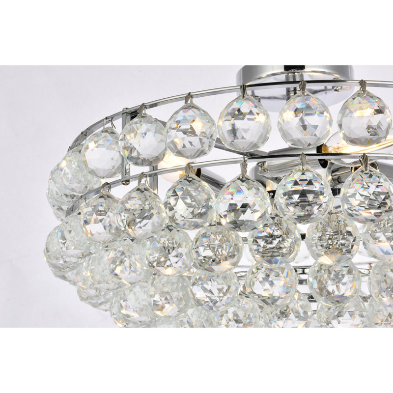 Kieron 5-Light Dimmable Crystal Flush Mount , Chrome, 12" H x 20" W x 20" D