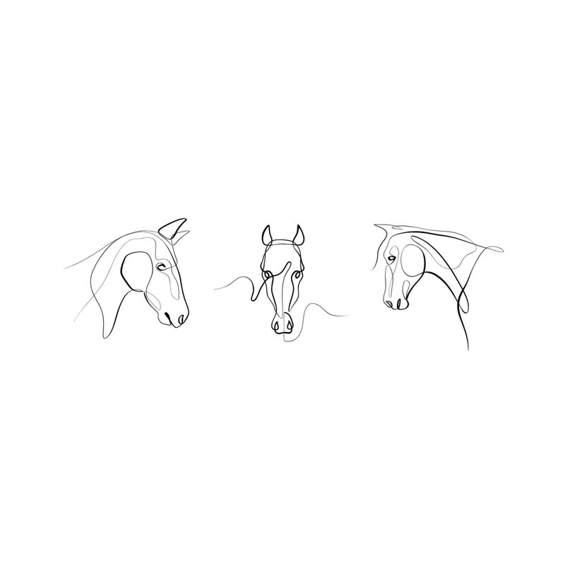 Cheval triptyque - ensemble d'art mural sur toile tendue (ensemble de 3)