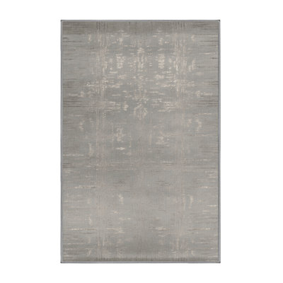 Machine Washable Abstract Gray Area Rug