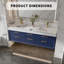 Meuble-lavabo mural de 60 po avec armoire en bois massif Melora, comptoir en pierre naturelle, tiroirs à fermeture en douceur et éclairage de designer DEL Melora-1251430807