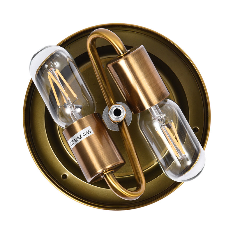 Ayame 2-Light Hammered Glass Flush Mount Pendant Ceiling Light, Gold