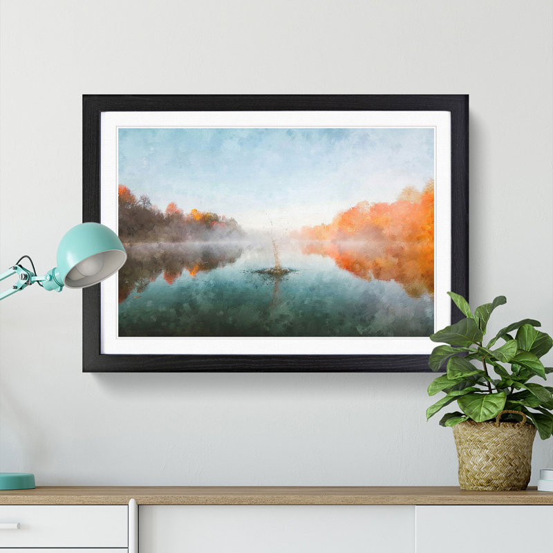 Lake Splash - Picture Frame Painting Print, 62cm H x 87cm W x 2cm D, Black Framed