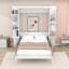 Grand lit escamotable en bois avec lumières et tablettes-731509842