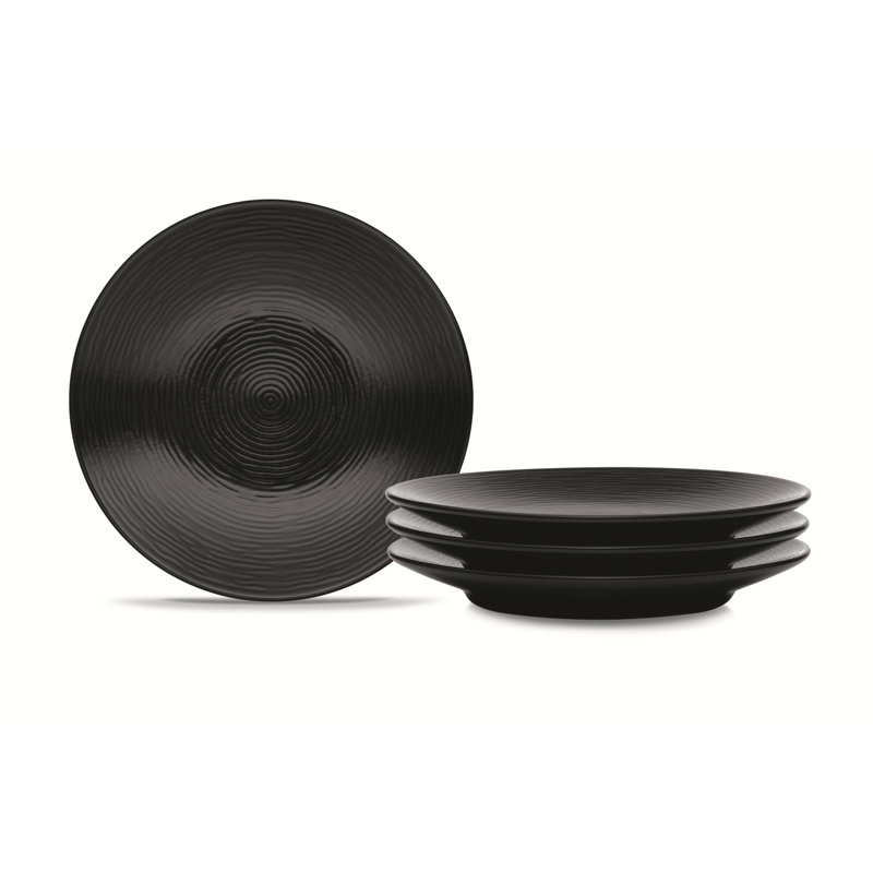 Noritake Colorscapes Swirl 6.5" Appetizer Plates, Black