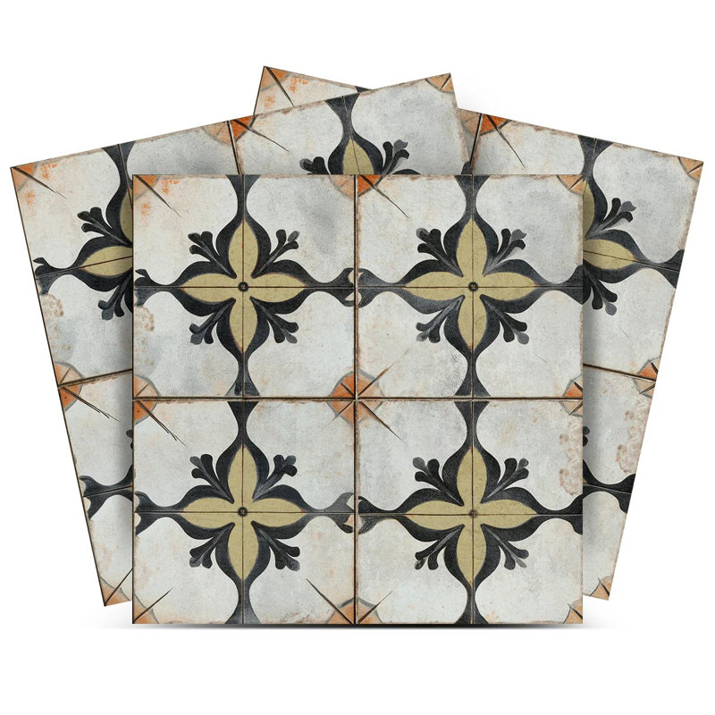 8" x 8" Floral Vinyl Peel and Stick Mosaic Tile (Set of 24)