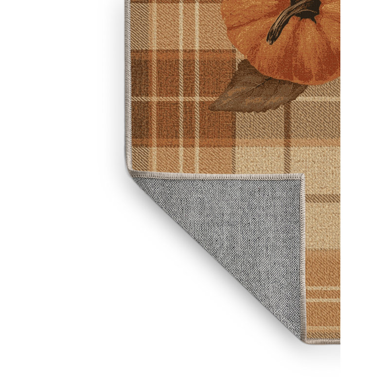 Machine Washable Soho Thanksgiving Modern & Contemporary Abstract Rug in Brown – Beige Binding, 2x3