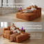 Chaise longue convertible Resta en velours côtelé duveteux avec poches de rangement et 3 coussins-129022234