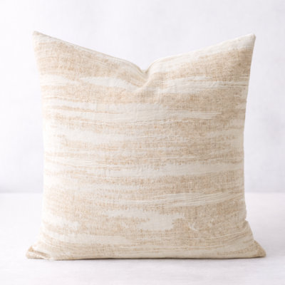 Cream Soft Textured  Chenille Jacquard Decorative Filled Throw Pillow 18" X 18"