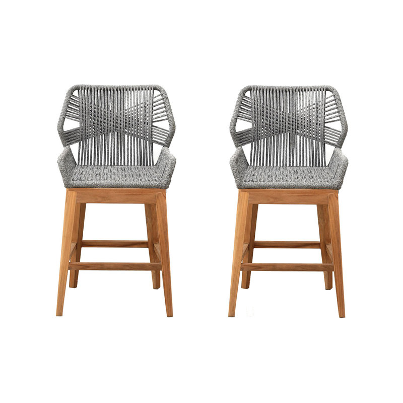 Beverly Outdoor Teak Bar Stool, Gray
