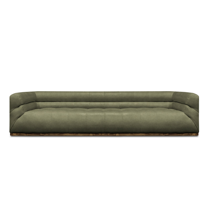 Monet 100'' Leather Sofa, Wolf Verdeca Genuine Leather, Ash Honey