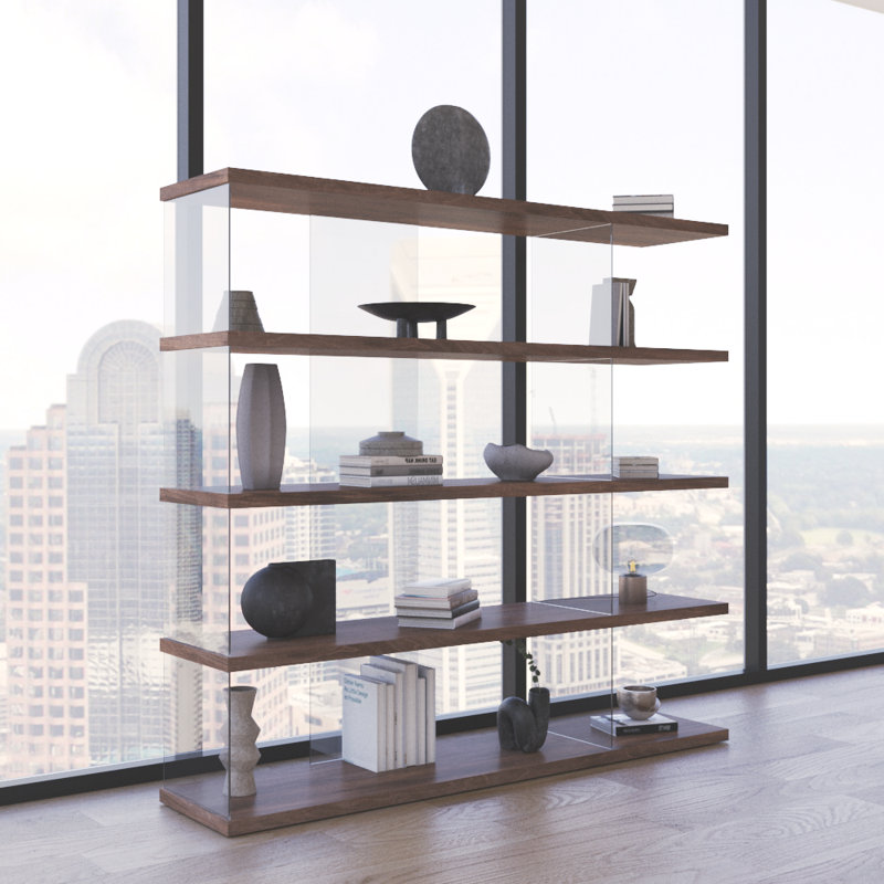 Gravity 70.9" Bookcase with Matte Finish, Walnut