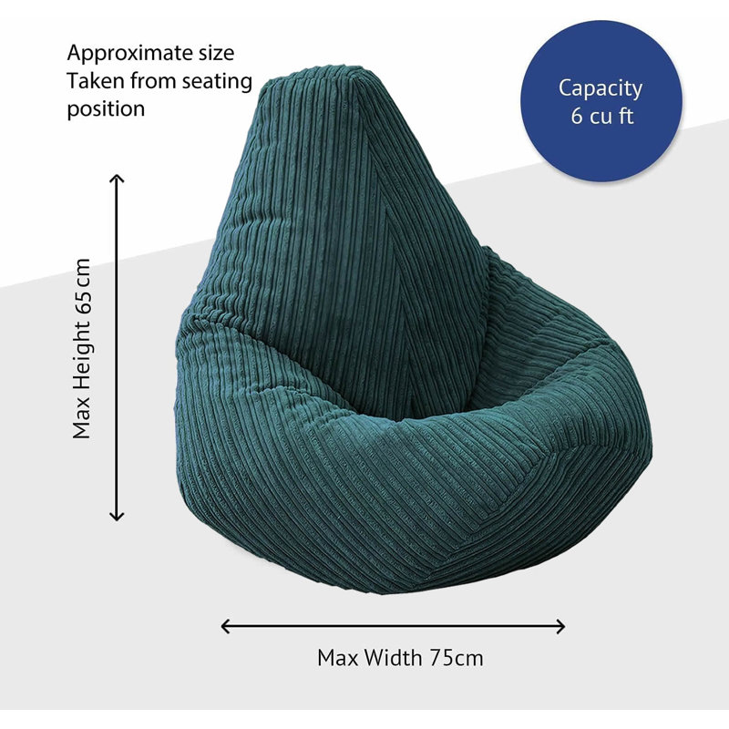 Childrens Highback Bean Bag Lounger, Teal
