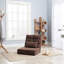 Lit réglable au sol, 14 sections, 5 positions inclinables, triple rabattable, surface brune, rembourrage en lin, structure en métal, avec un coussin décoratif pour un appartement et un dortoir - position convertible