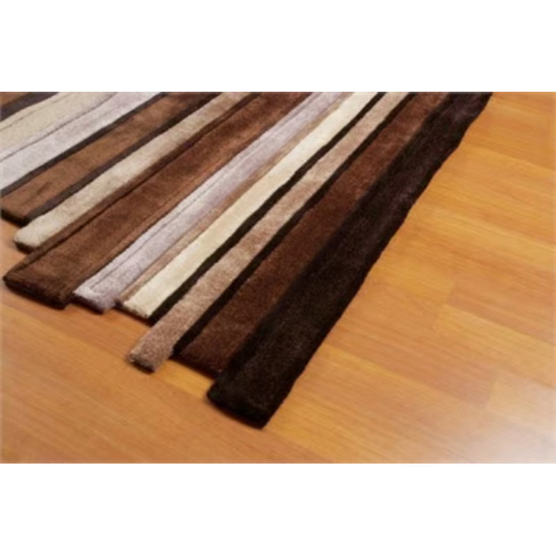 Tapis beige touffeté spécial rayé à motif de viscose tissé à la machine, Rectangle 2 pi 11 po x 4 pi 11 po