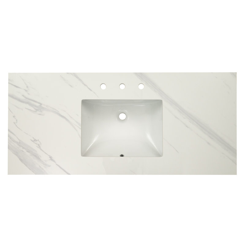 Calacatta Lumas 49-Inch White Marble Vanity Top with Single Sink
