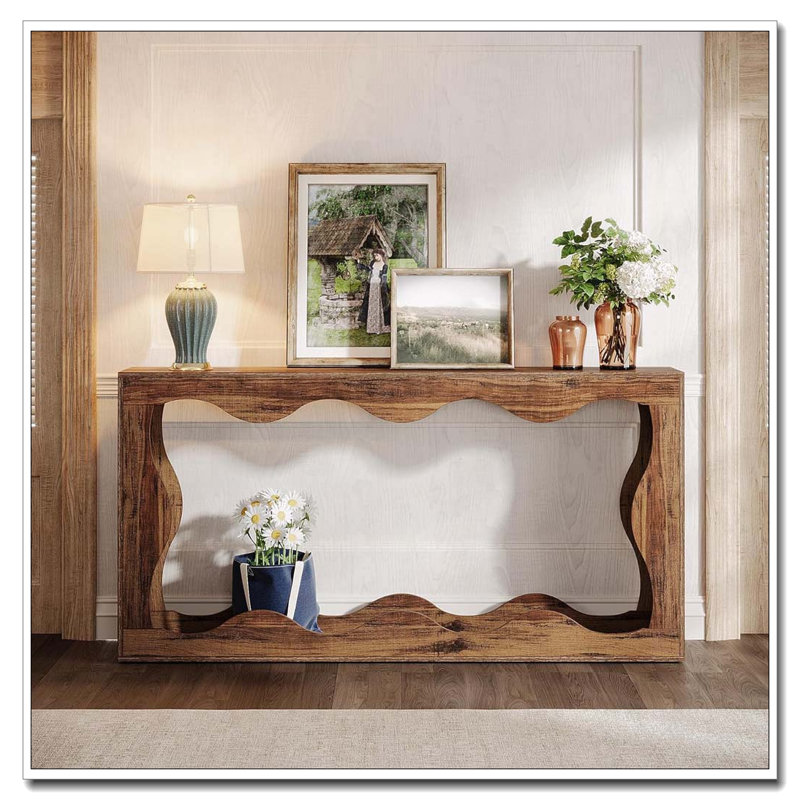 63 "Farmhouse Console Table With Storage In Brown, Couch Table Behind Sofa, Long Entryway Sofa Station, Narrow Console Stand, Hallway Stand For Entryway Living Room