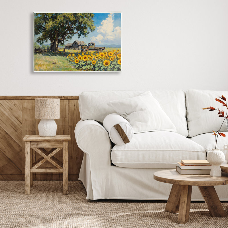 «Sunflower Pickup» par Old Barn, plaque murale, design par Franklyn Gregory, 13 x 19