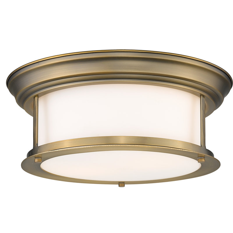 Plafonnier encastré 2 lumières Canale, Laiton héritage, H 5,5 po x l 13,5 po x P 13,5 po