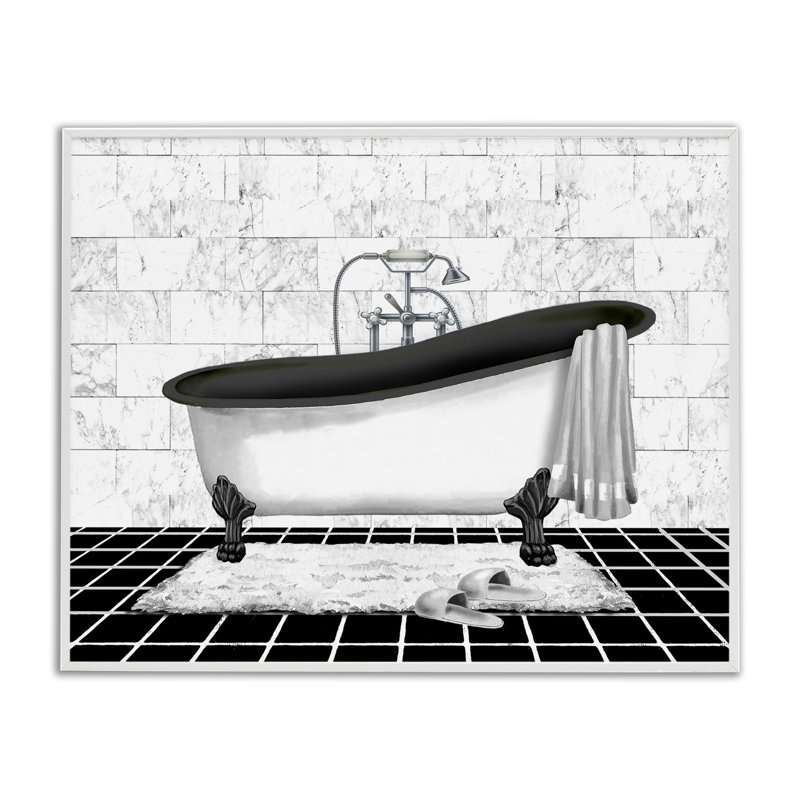 Art de giclée de bain à motif de marbre par Conrad Knutsen, Giclée encadrée blanc bord de mer, H 11 po x l 14 po