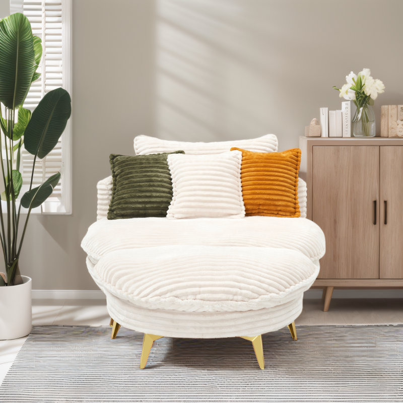 45 po. Coussin 45 po, Velours côtelé beige