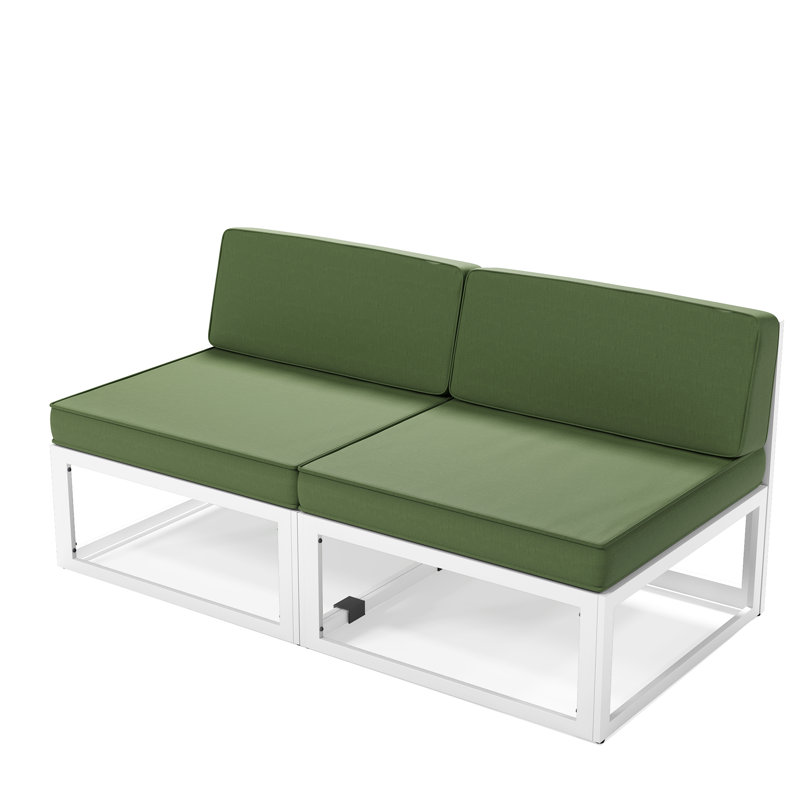 Ensemble de 2 chaises d'appoint de patio en aluminium pour l'extérieur (ensemble de 2), Crème, Vert