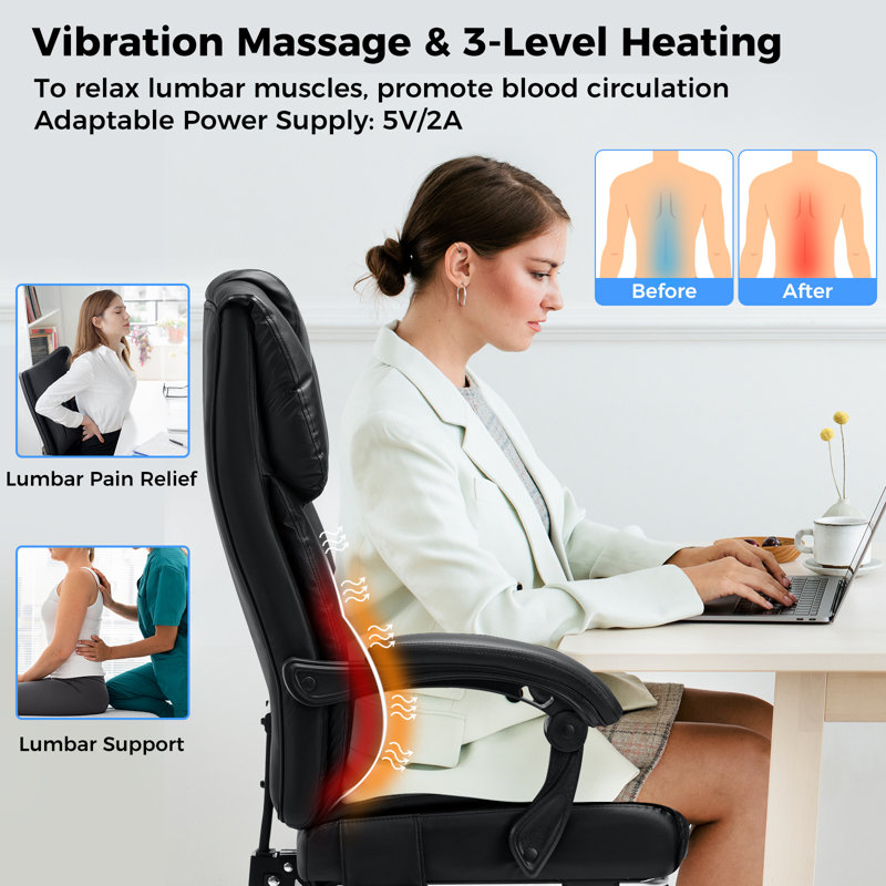 Heated Executive Office Chair with Vibration Function and Footrest