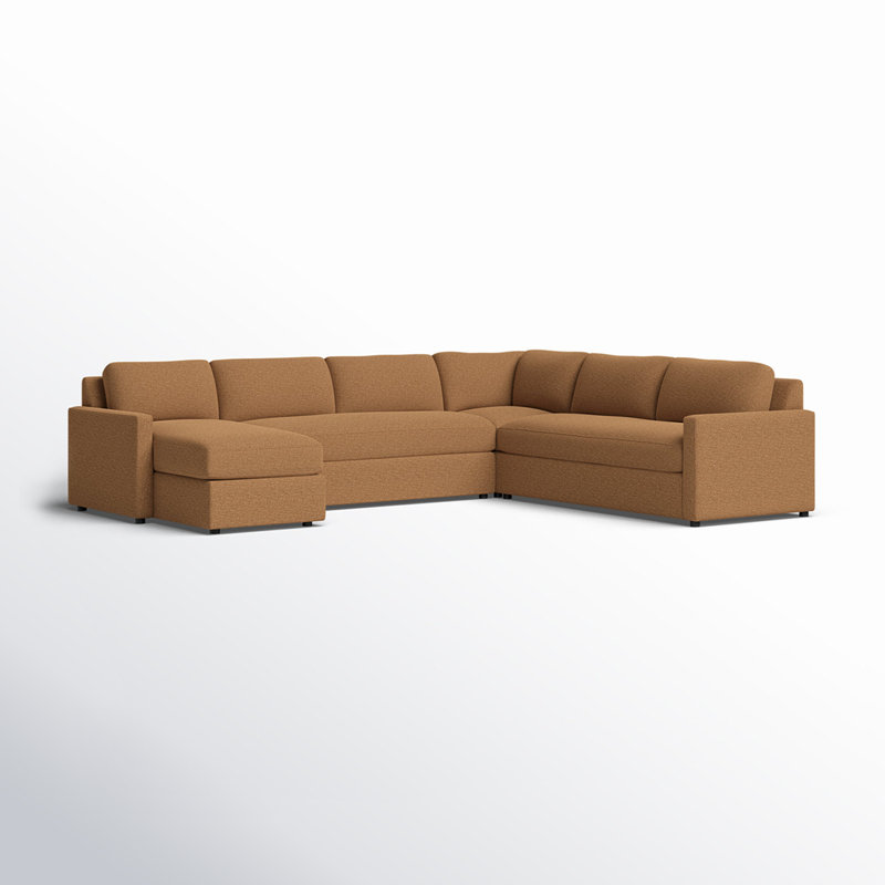Canapé modulaire large de 150 po Damari, Face à la gauche, Velours Nave Bark Performance