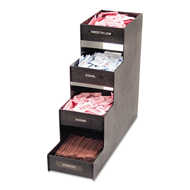 Black Commercial Grade Narrow Condiment Organizer with 8 Compartments