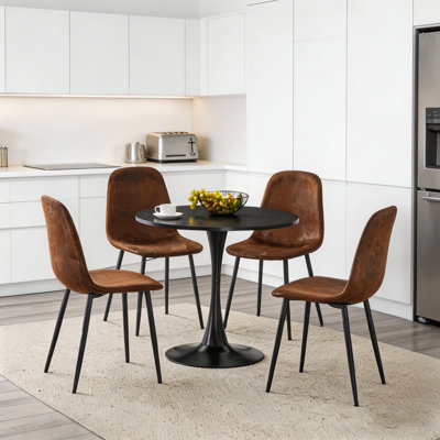 5-Piece Mid-Century Modern Round Dining Set