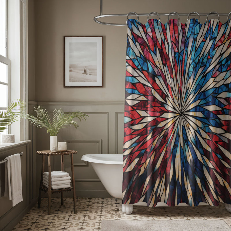Rideau de douche standard en verre teinté 1 pièce Patriotic, H 74 po x l 71 po