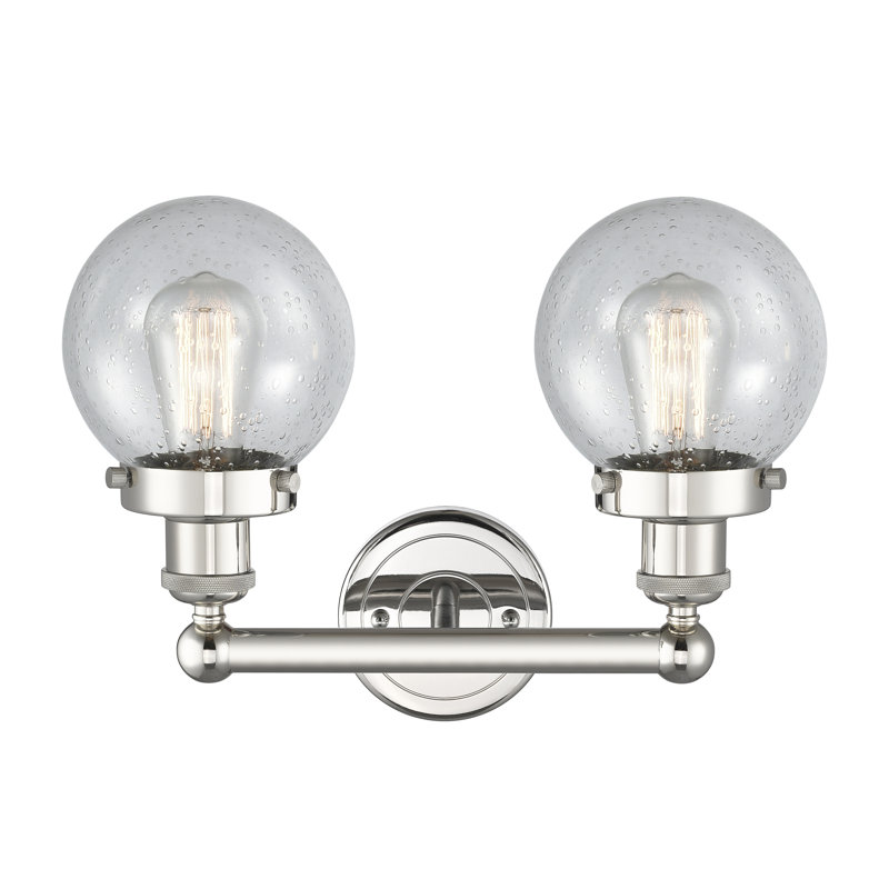 Éclairage pour meuble-lavabo à 2 lumières à intensité variable Alfonsa, Mercurisé, Nickel poli