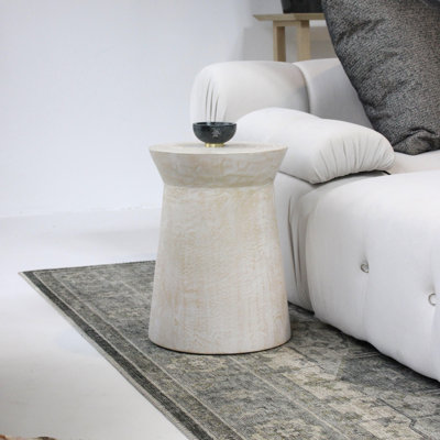 Tapered Round Solid Wood Pedestal Side Table