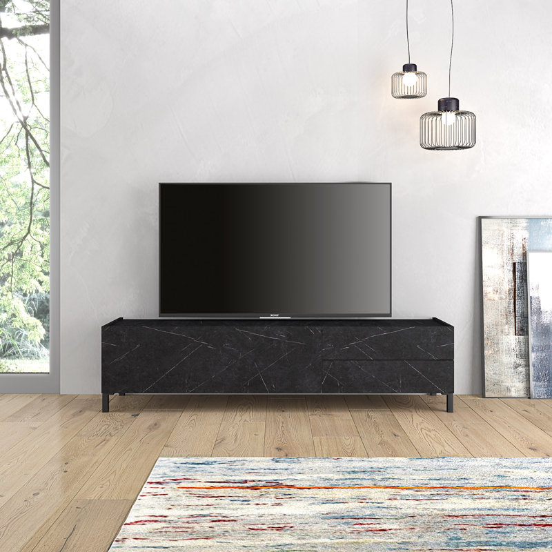 Daekwan TV Stand for TVs up to 65", Black Marble
