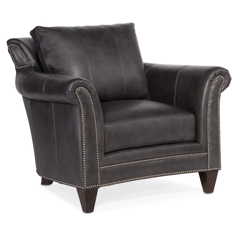 Richardson Armchair Chair with Ottoman, Gunmetal with Tapered Leg